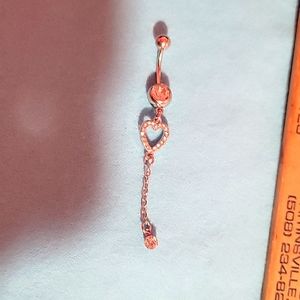 🆕️ Stainless Steel Heart Pendant with chain belly button ring